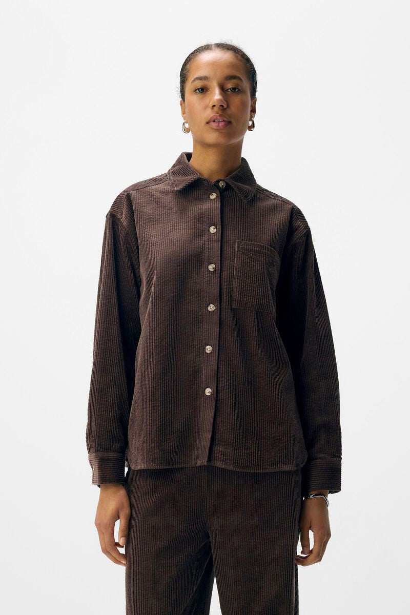 Object Gala Seal Brown Corduroy Shirt - The Mercantile London