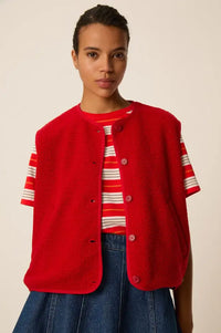 Des Petits Hauts Zlata Red Sleeveless Jacket