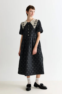 Louche Iris Bow Jacquard Lace Collar Dress - The Mercantile London