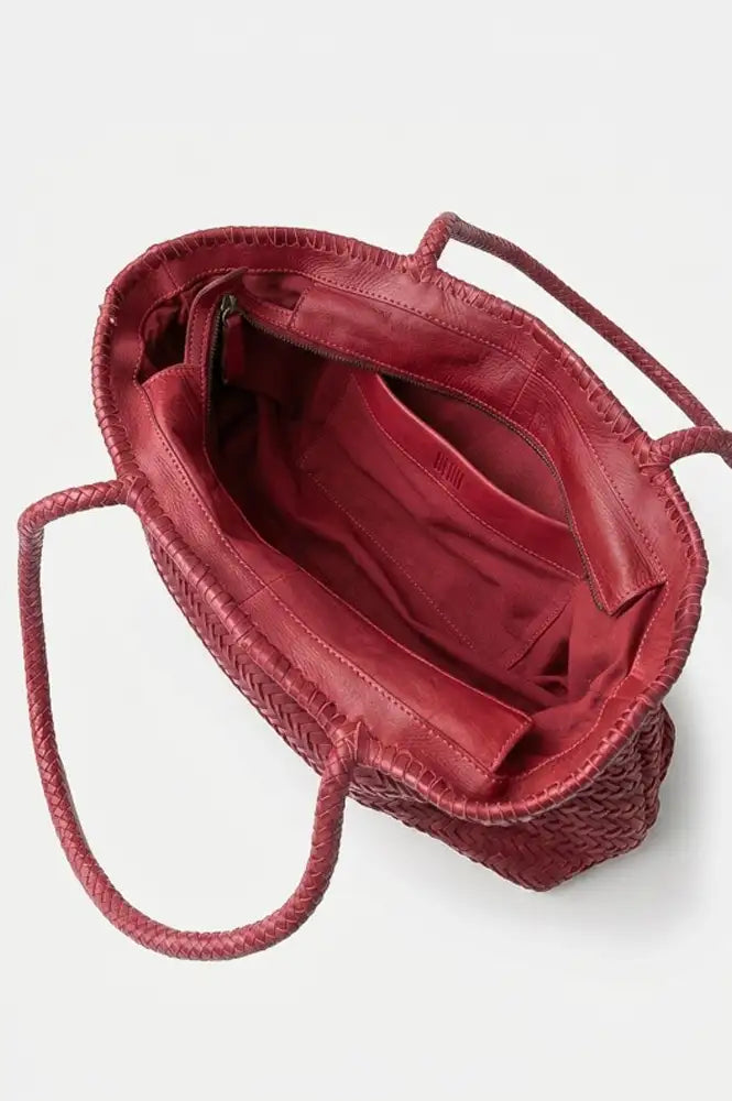 Biba Perkins Red Braided Leather Bag