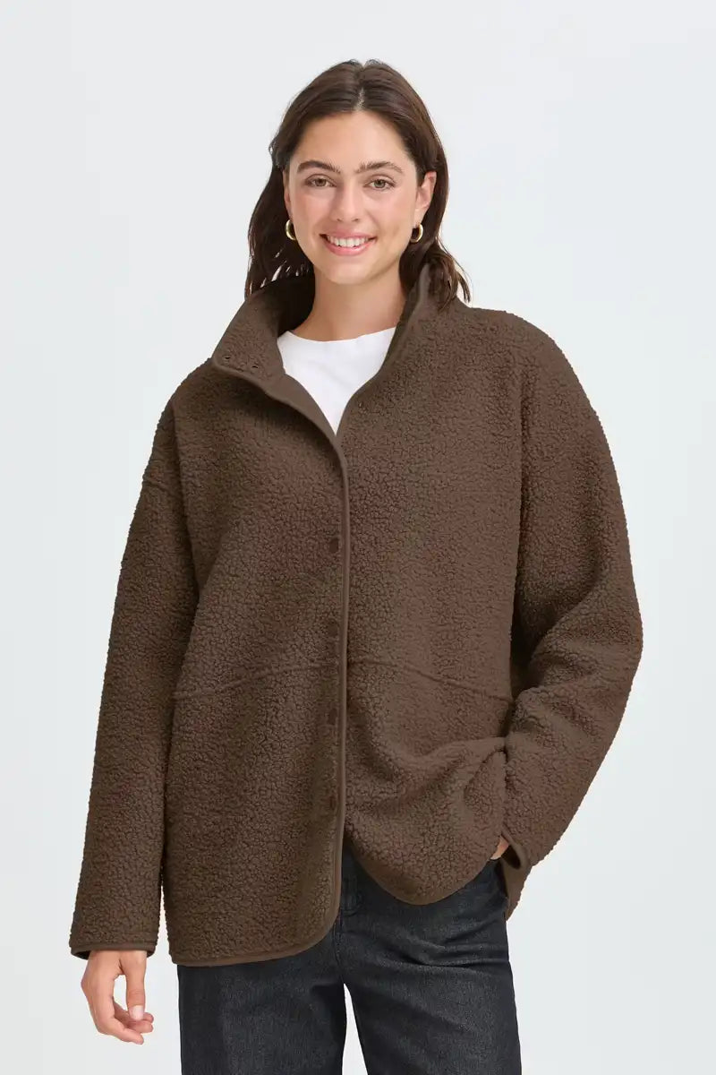 Fransa Gwynne Rain Drum Brown Sherpa Jacket