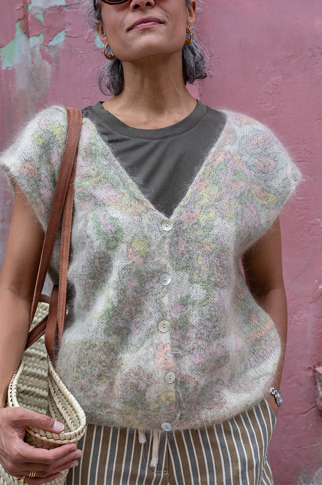 FRNCH Nevy Cashmere Floral Sleeveless Sweater - The Mercantile London