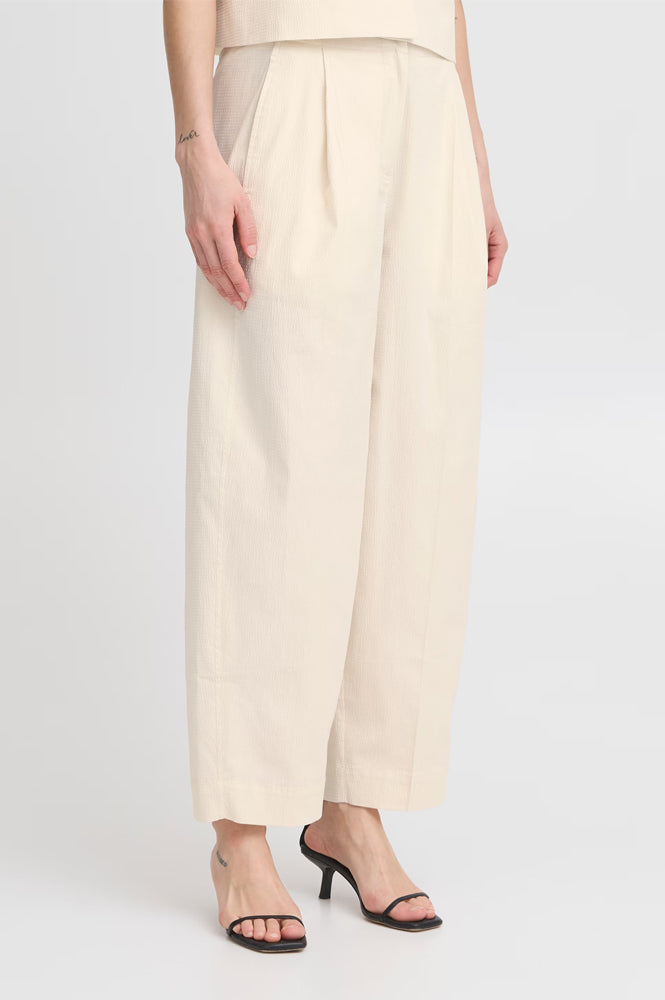 ICHI Wallis Birch Barrel Leg Trousers - The Mercantile London