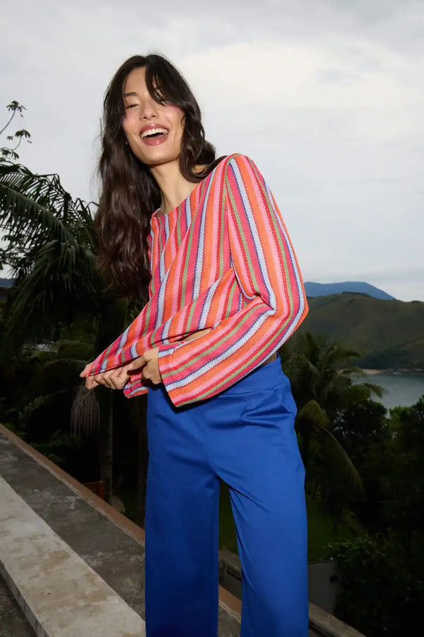 ICHI Libella Multi Stripe Top - The Mercantile London