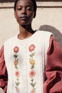 Louise Misha Adela Floral Cream Sleeveless Jumper - The Mercantile London