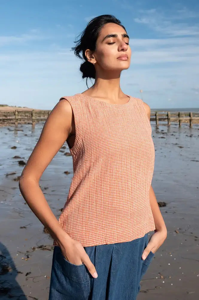 Bibico Pippa Rust Check Top - The Mercantile London