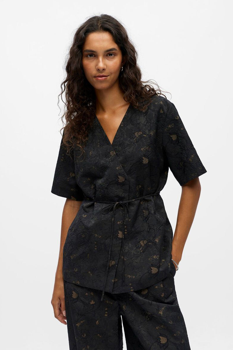 Object Lovia Jacquard Wrap Blouse - The Mercantile London