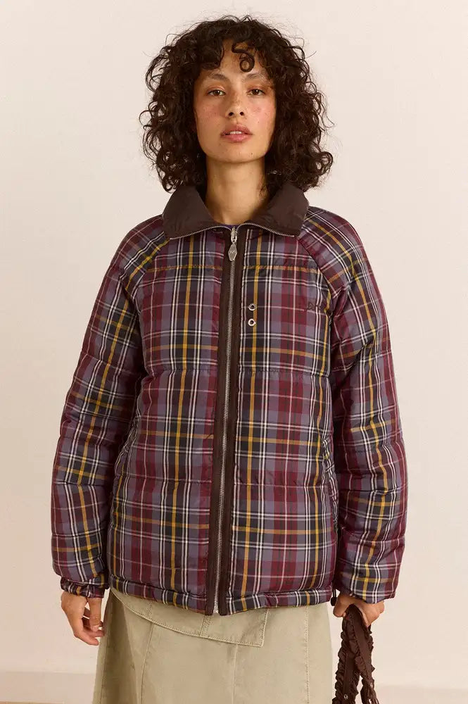 Damson Madder Opal Reversible Plum Check Puffer