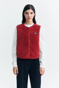 Thinking Mu Jay Pale Red Fleece Vest - The Mercantile London