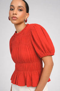 An'ge Sizaya Red Pleated Top - The Mercantile London