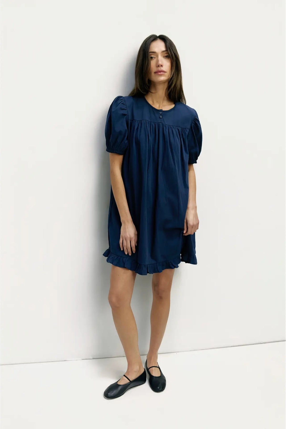 Mod Ref Frankie Navy Babydoll Ruffle Dress