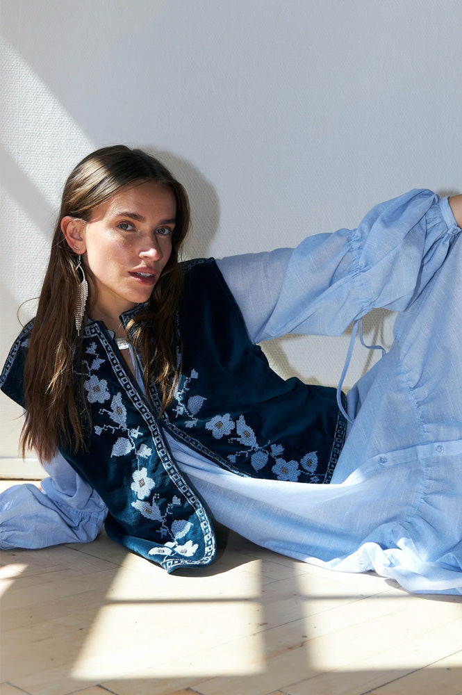 Lolly's Laundry Bini Navy Embroidered Vest