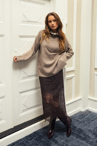 Fransa Caty Chocolate Lace Skirt - The Mercantile London