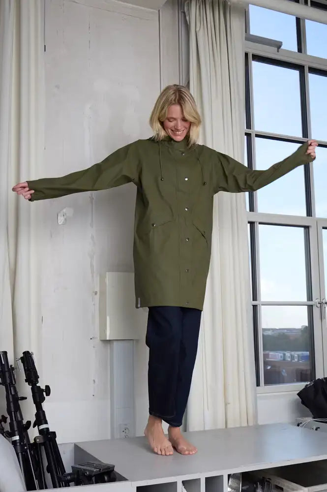 ICHI Tazi Kalamata Green Raincoat