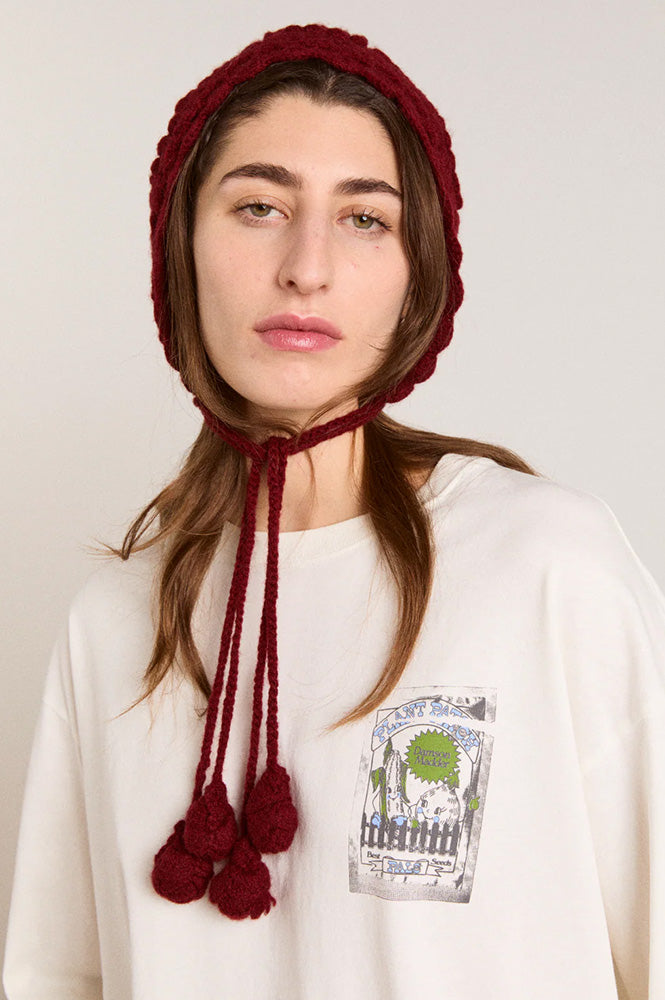 Damson Madder Burgundy Crochet Bonnet