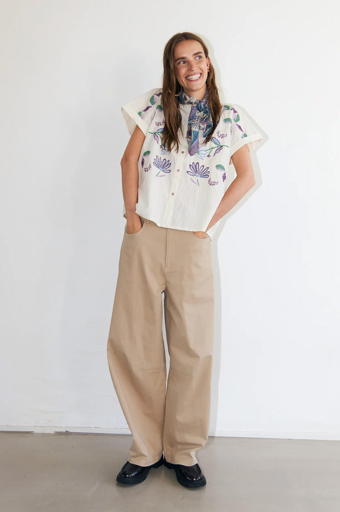 Lolly's Laundry Mya Creme Embroidered Blouse