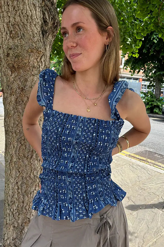 The New Society Blue Bandana Mare Top