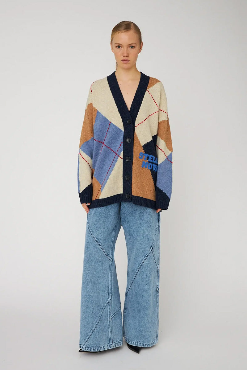 Stella Nova Blue Sea Oversized Check Cardigan - The Mercantile London