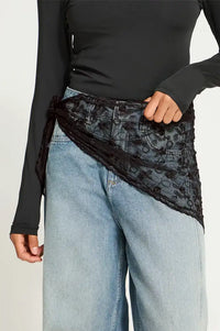 ICHI Blondie Black Lace Scarf - The Mercantile London
