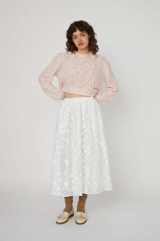 Stella Nova Pale Pink Bobble Cable Knit Jumper - The Mercantile London