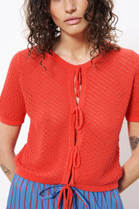 FRNCH Aelis Red Knit Top - The Mercantile London