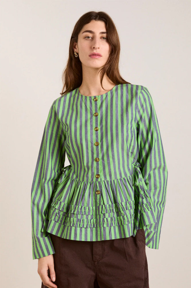 Damson Madder Madison Navy Pop Green Stripe Blouse