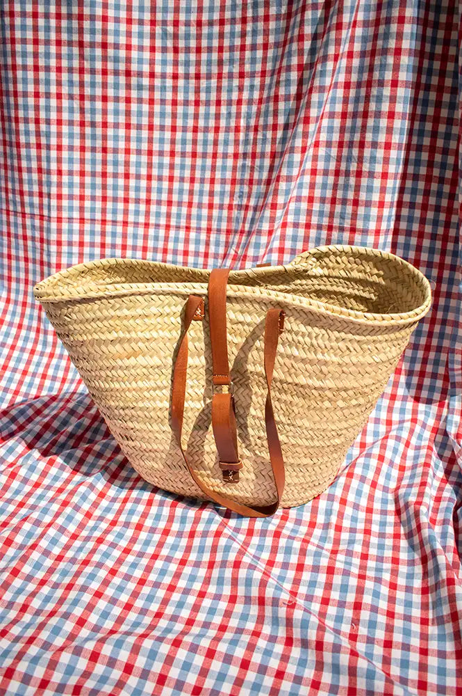 Mikwi Leather Buckled Woven Basket Bag
