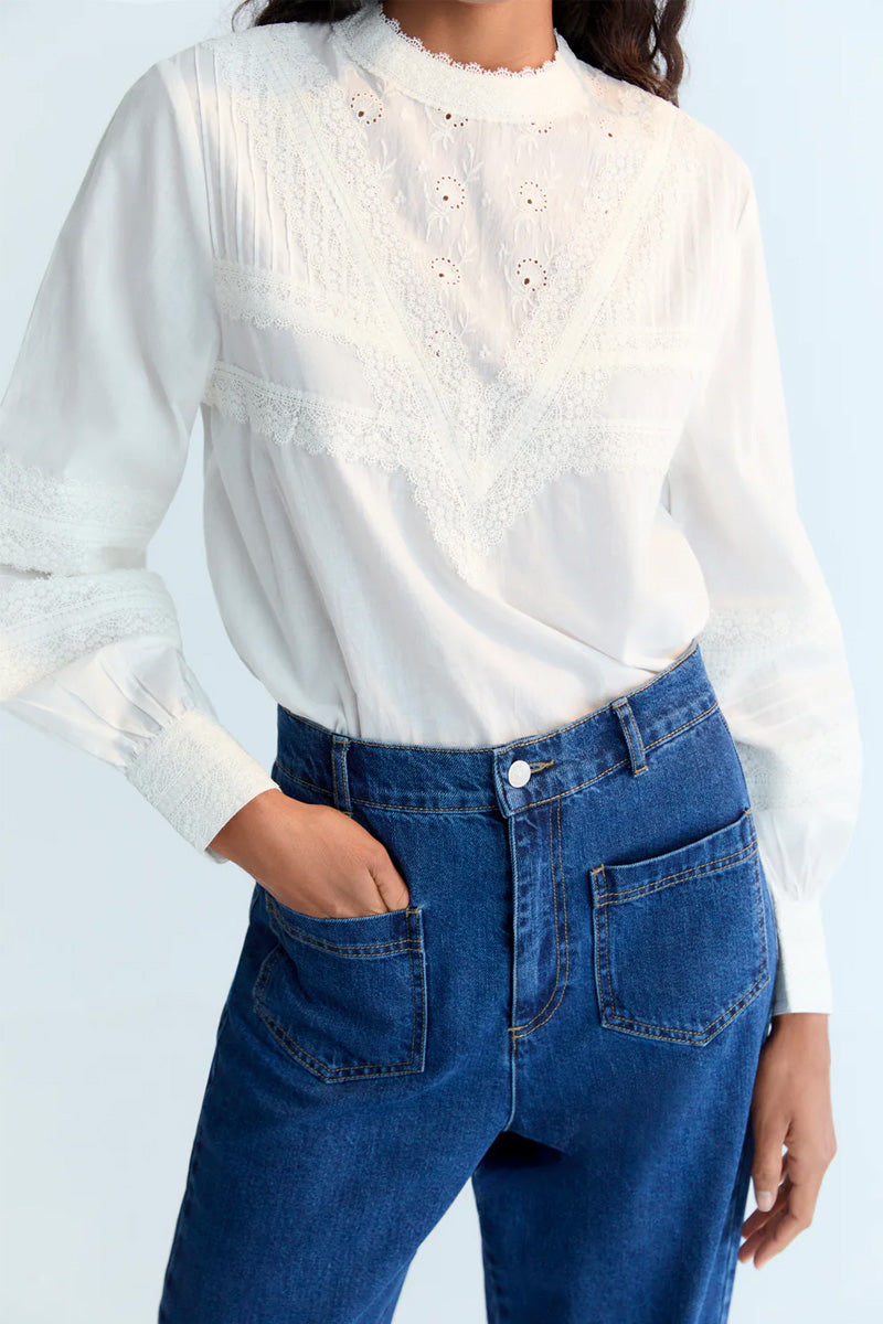 The New Society Perla Moonlight White Blouse - The Mercantile London