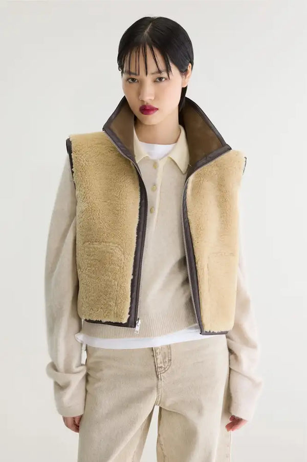 Bellerose Jonson Sheep Brown Reversible Sleeveless Jacket