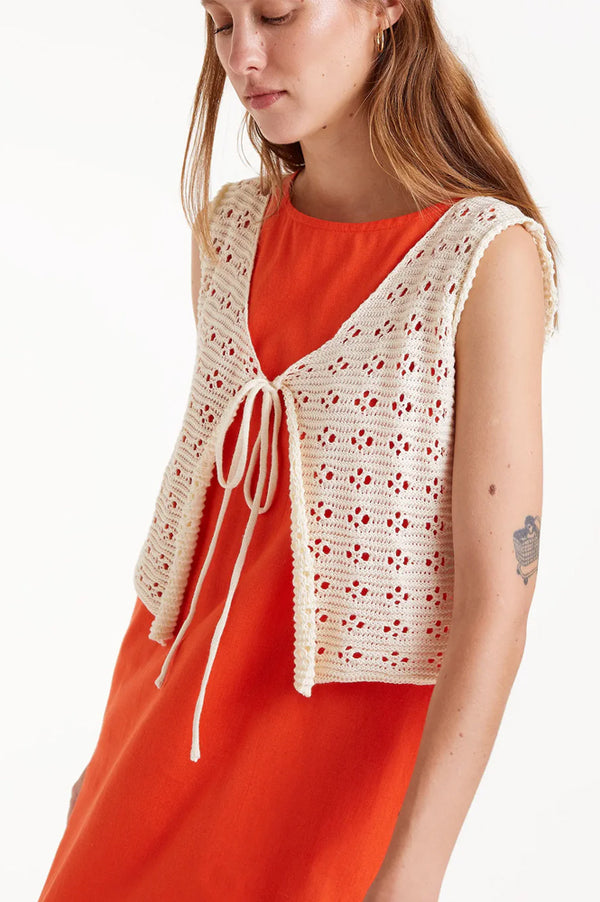 Compania Fantastica Ecru Knit Bow Top - The Mercantile London