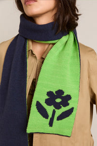Damson Madder Lime & Navy Jacquard Scarf