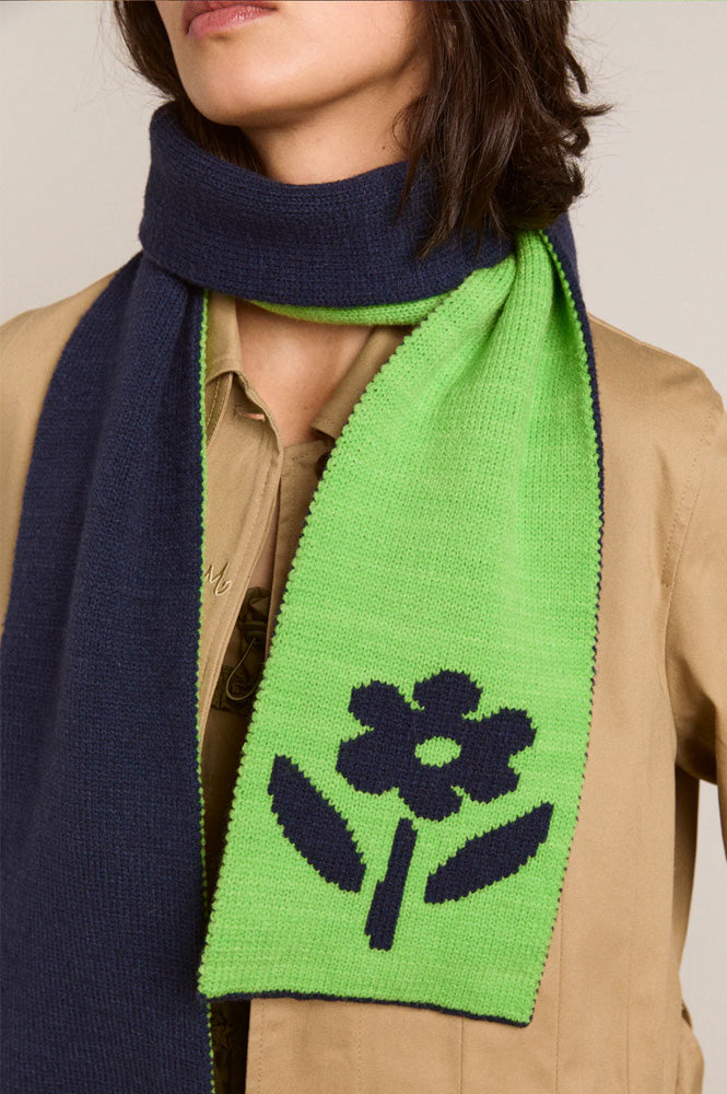 Damson Madder Lime & Navy Jacquard Scarf