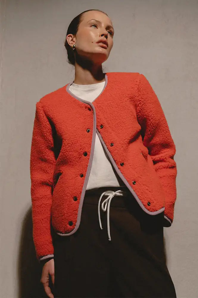 Yoko Tybs Coral And Lilac Wool Jacket - The Mercantile London