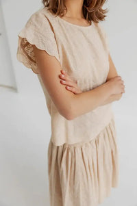 Project Aj117 Hebe Sand Embroidered Blouse - The Mercantile London