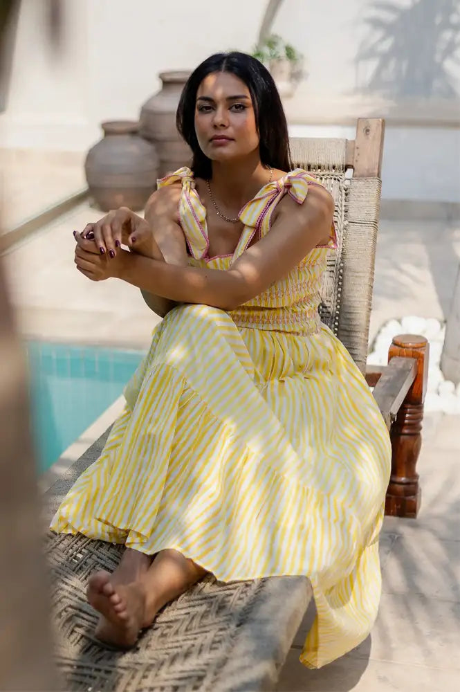 Dilli Grey Yasmin Yellow Candy Stripe Dress
