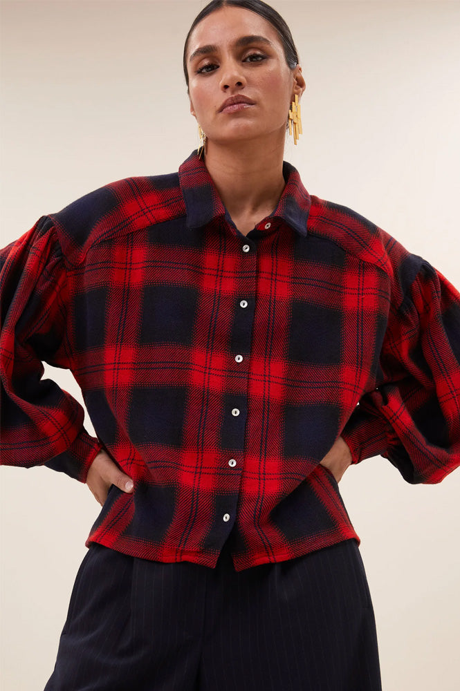 By-Bar Sarah Poppy Check Short Shirt - The Mercantile London