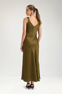 Numph Evelyn Fir Green Midi Dress