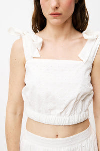 FRNCH Nahid White Bow Top - The Mercantile London