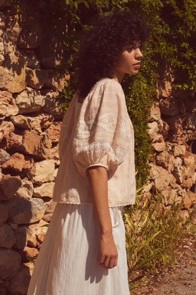 Faune Sima Natural Blush Blouse - The Mercantile London