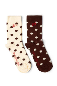 Damson Madder Ecru & Chocolate Spotty Twin Pack Socks
