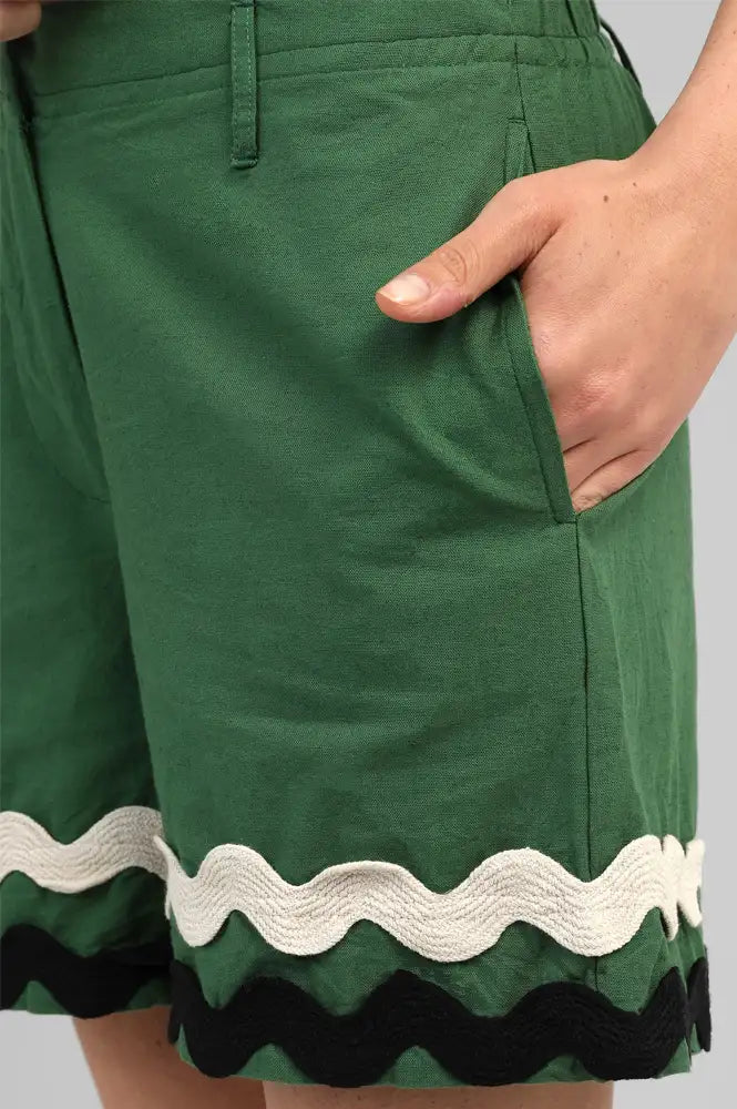 An'ge Ravine Green Ric Rac Shorts