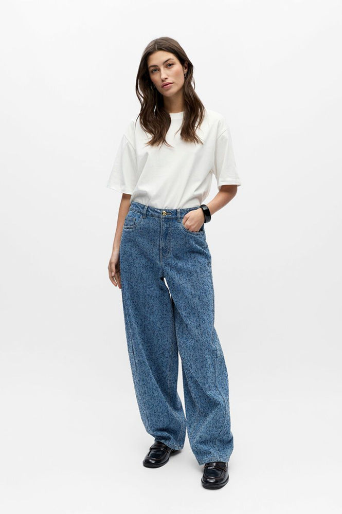 Object Frida Textured Barrel Leg Jeans
