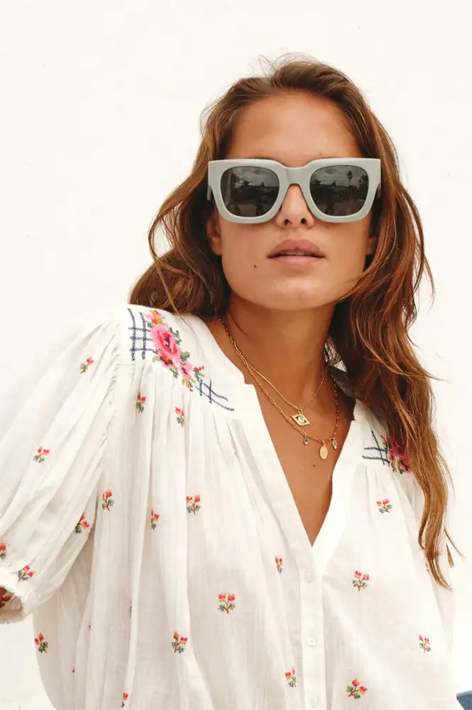 M.A.B.E Harlie Floral Ecru Blouse - The Mercantile London