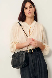 Sessùn Divine Black Leather Shoulder Bag