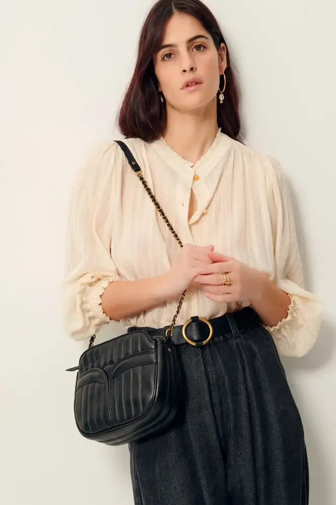Sessùn Divine Black Leather Shoulder Bag