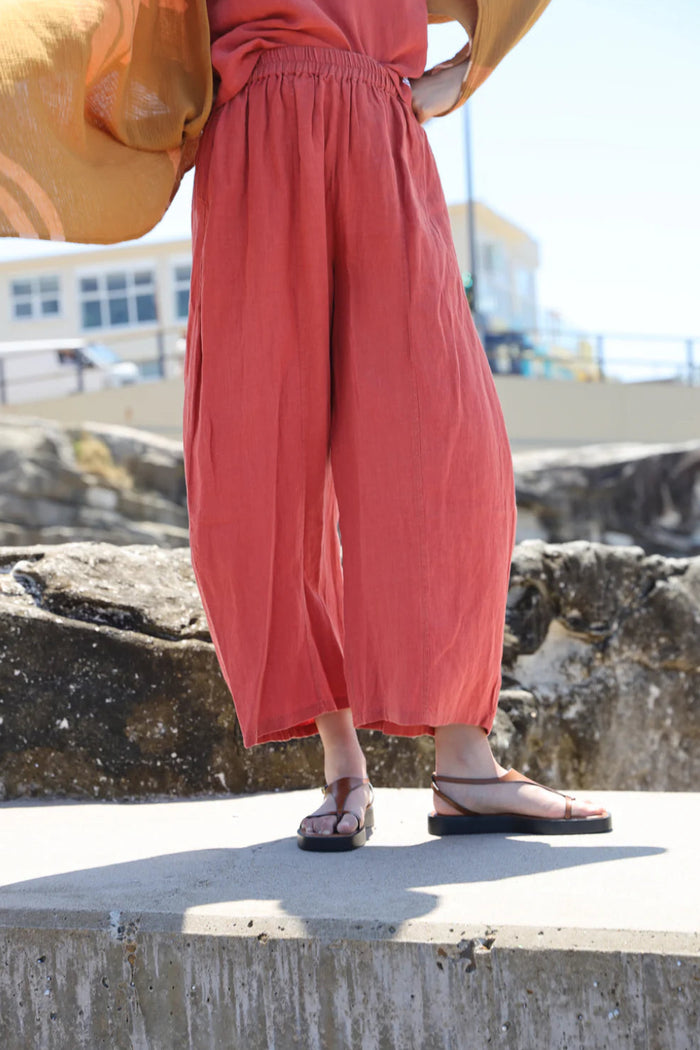 L.F. Markey Basic Linen Paprika Trouser - The Mercantile London