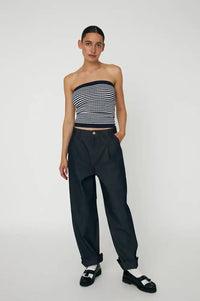 Stella Nova Navy & Creme Knitted Tube Top - The Mercantile London