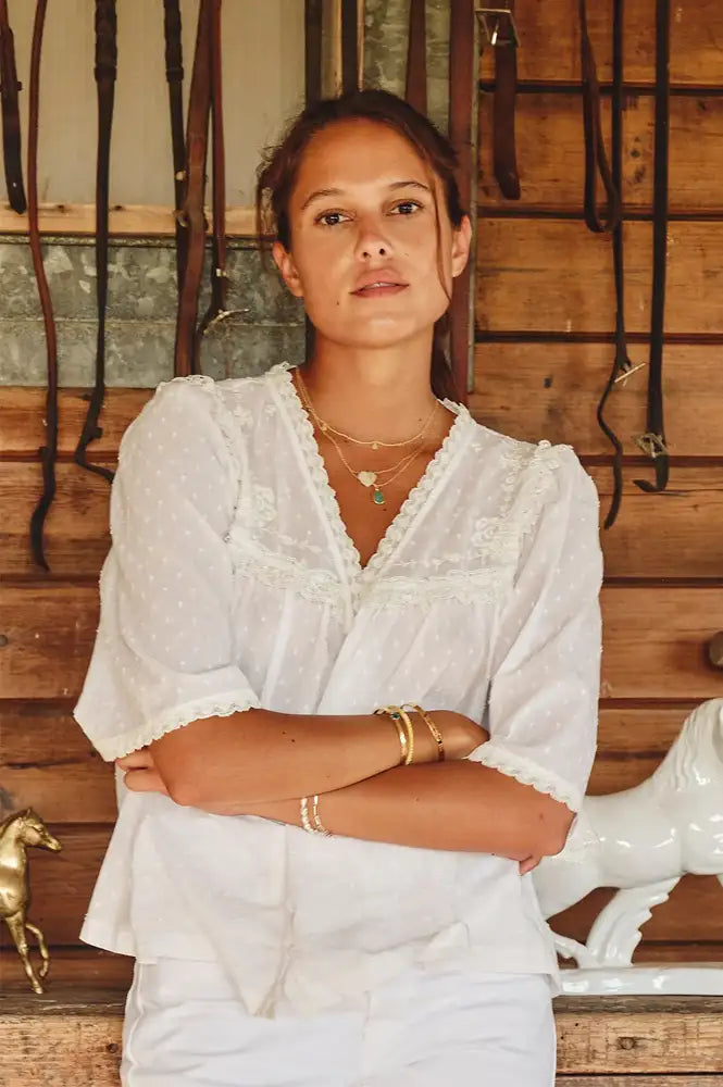M.A.B.E Brea Ivory Frill Blouse