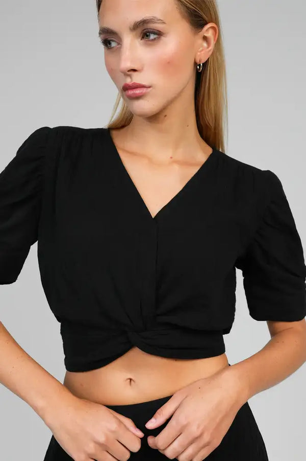 An'ge Sadouma Black Twisted Top - The Mercantile London