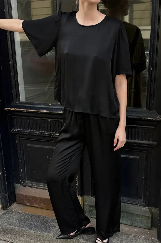 Project AJ117 Rose Black Blouse - The Mercantile London